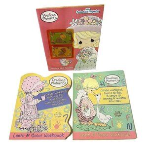 Lot 3 Precious Moments 2000 Learn & Color Workbook Sunshine & Flowers w/Magnets